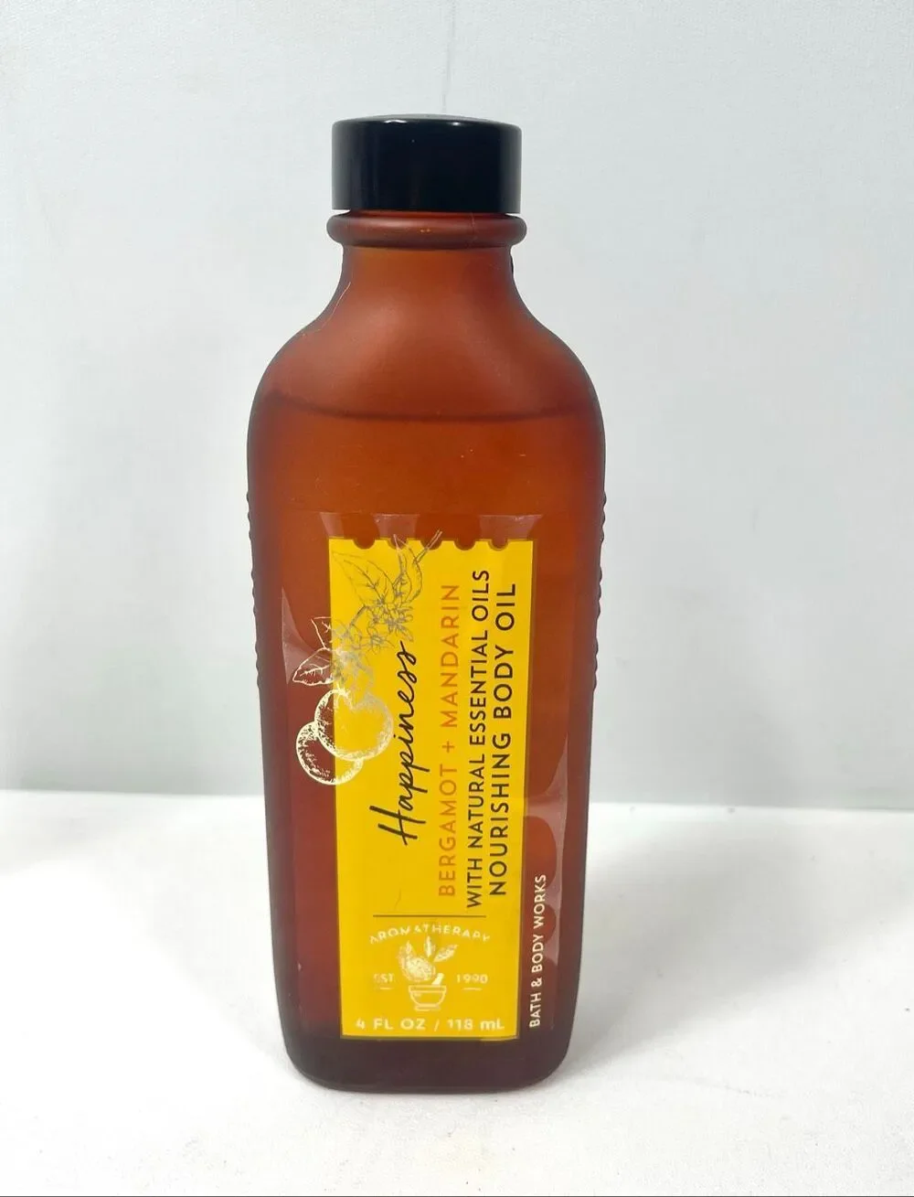 BBW Aromatherapy Happiness Bergamot Mandarin Nourishing Body Oil 4 oz RARE